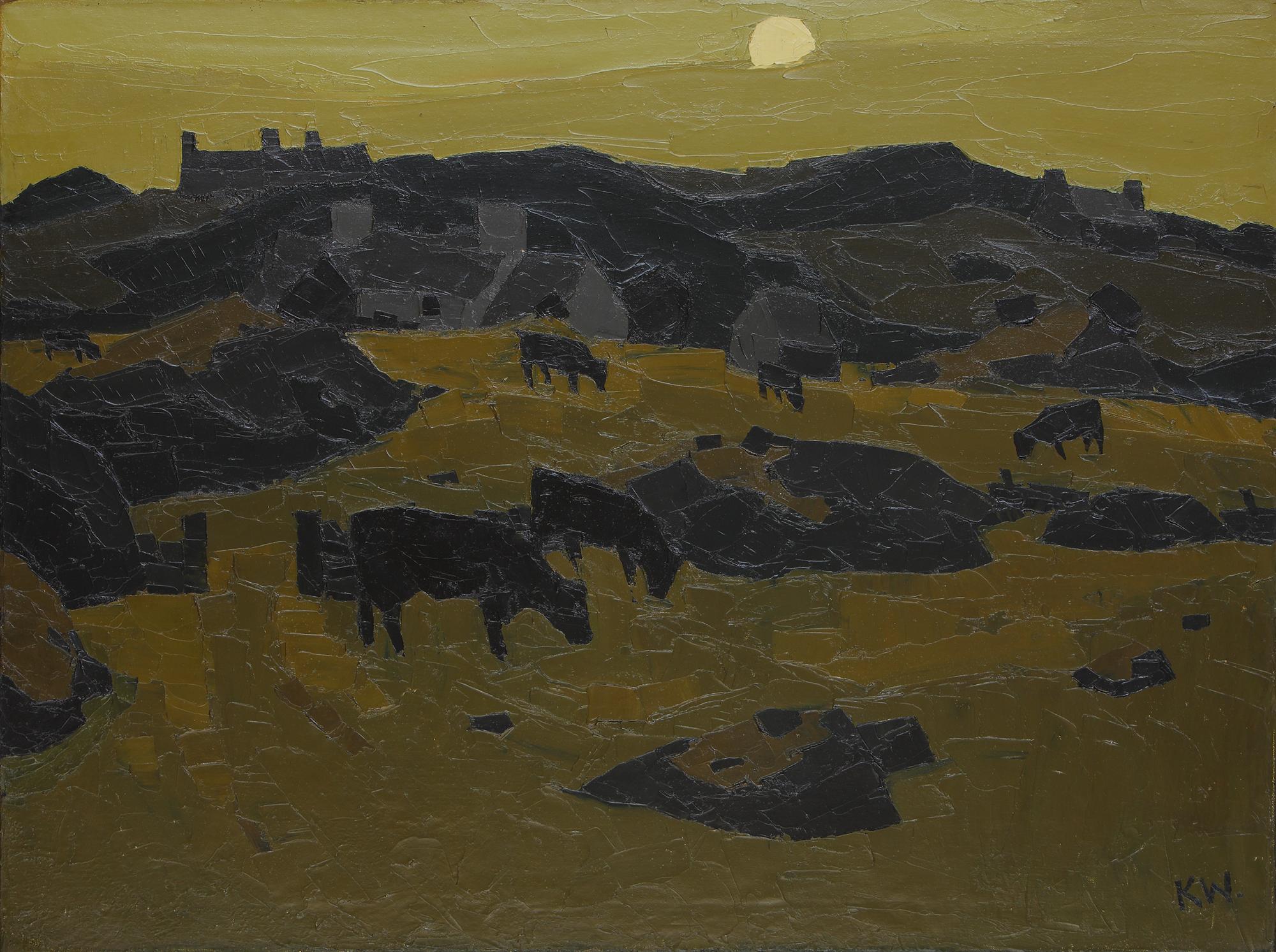Sir Kyffin Williams | Cows in Moonlight