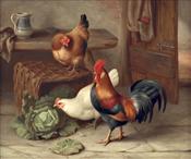 Chickens in Barn, Edgar Hunt