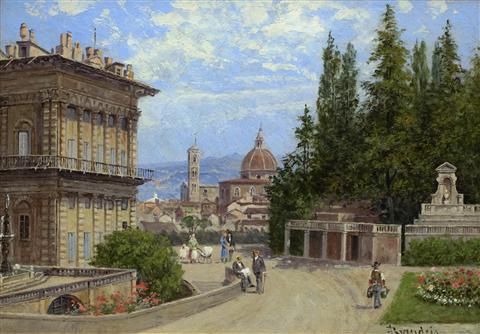 Antonietta Brandeis | Gardens in Florence (Part of pair with Venetian Canal)