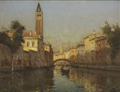 Gondolier before Venetian Bridge, Marc Aldine