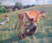 Summer  Milking, Harold Harvey