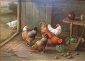 Chickens in Barn, Edgar Hunt