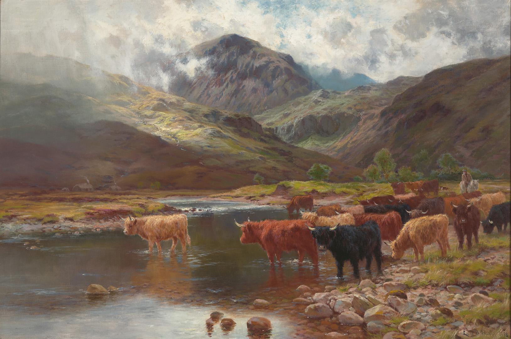 Louis Bosworth Hurt | Cattle Crossing the River Garrie, Kinlochewe
