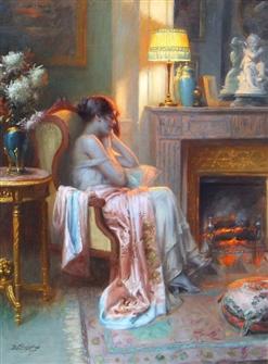 Delphin Enjolras | Elegant Lady by the Fireside