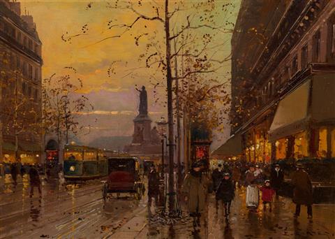 Edouard Leon Cortes | Place de la République, crépuscule