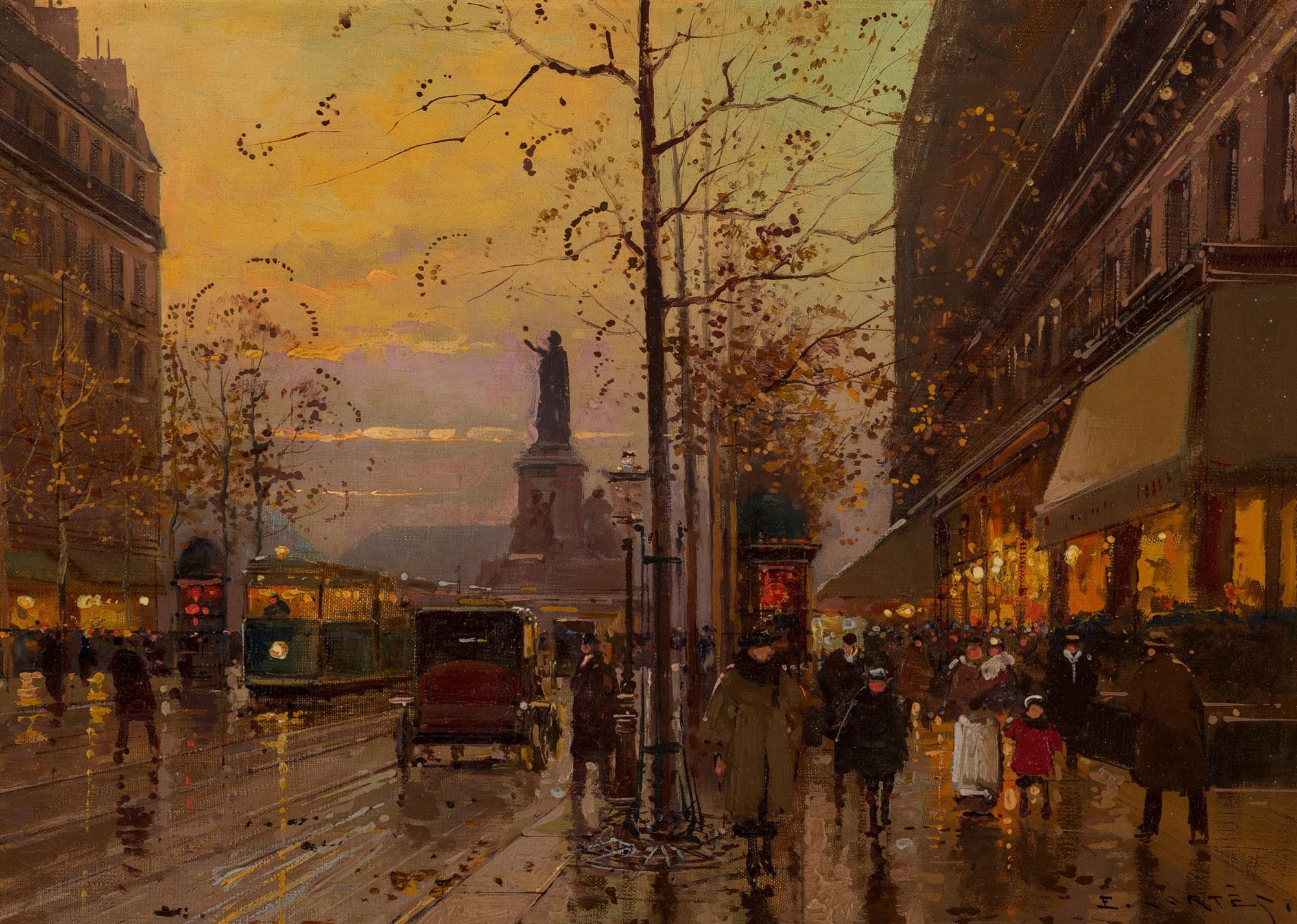 Edouard Leon Cortes | Place de la République, crépuscule