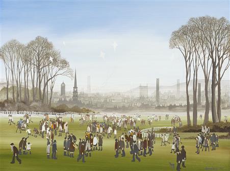 Brian Shields -  BRAAQ | Figures in the Park with Townscape beyond