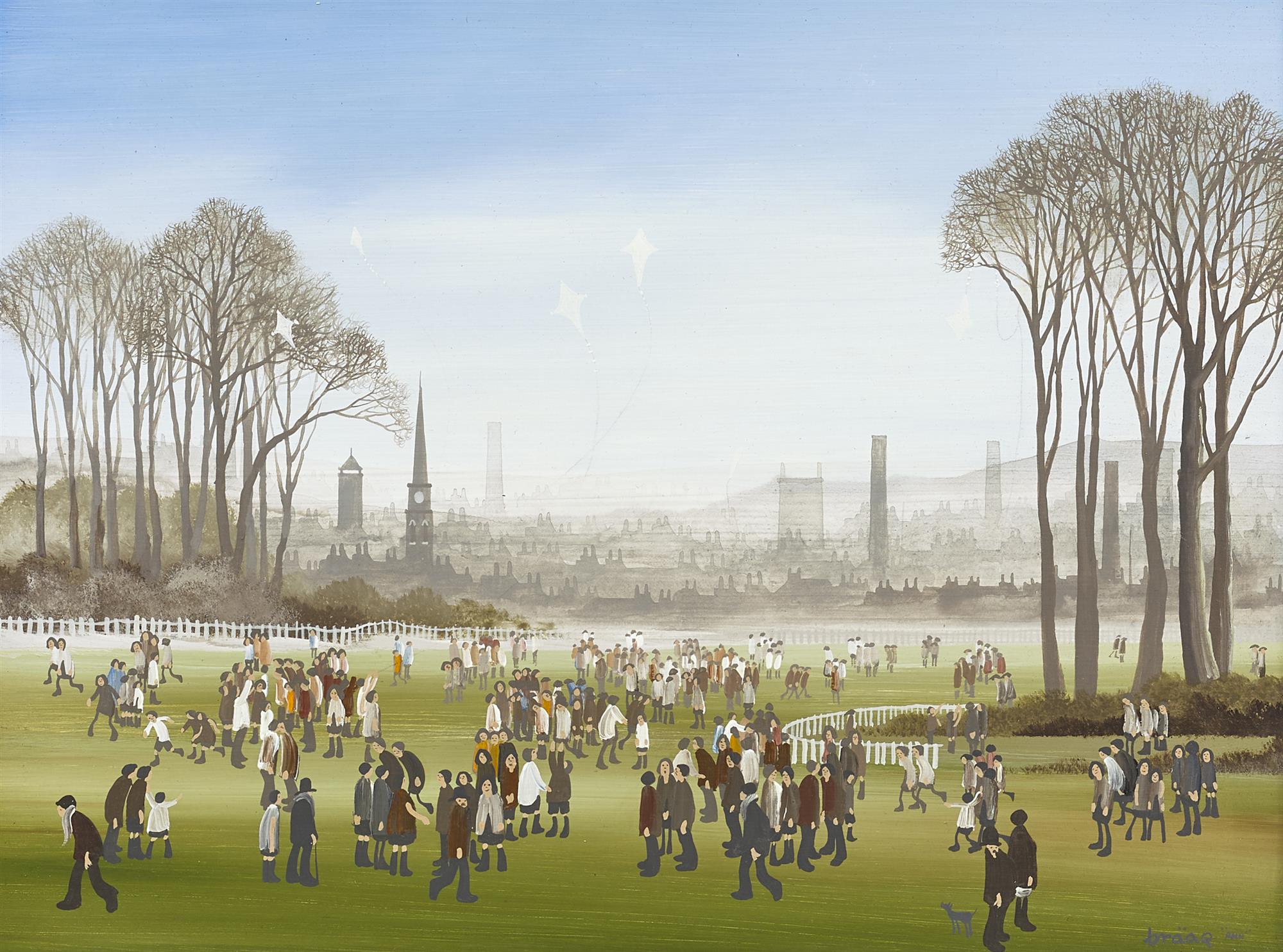 Brian Shields -  BRAAQ | Figures in the Park with Townscape beyond