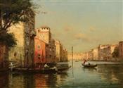 Gondola's on the Grand Canal, Venice, Antoine Bouvard Snr