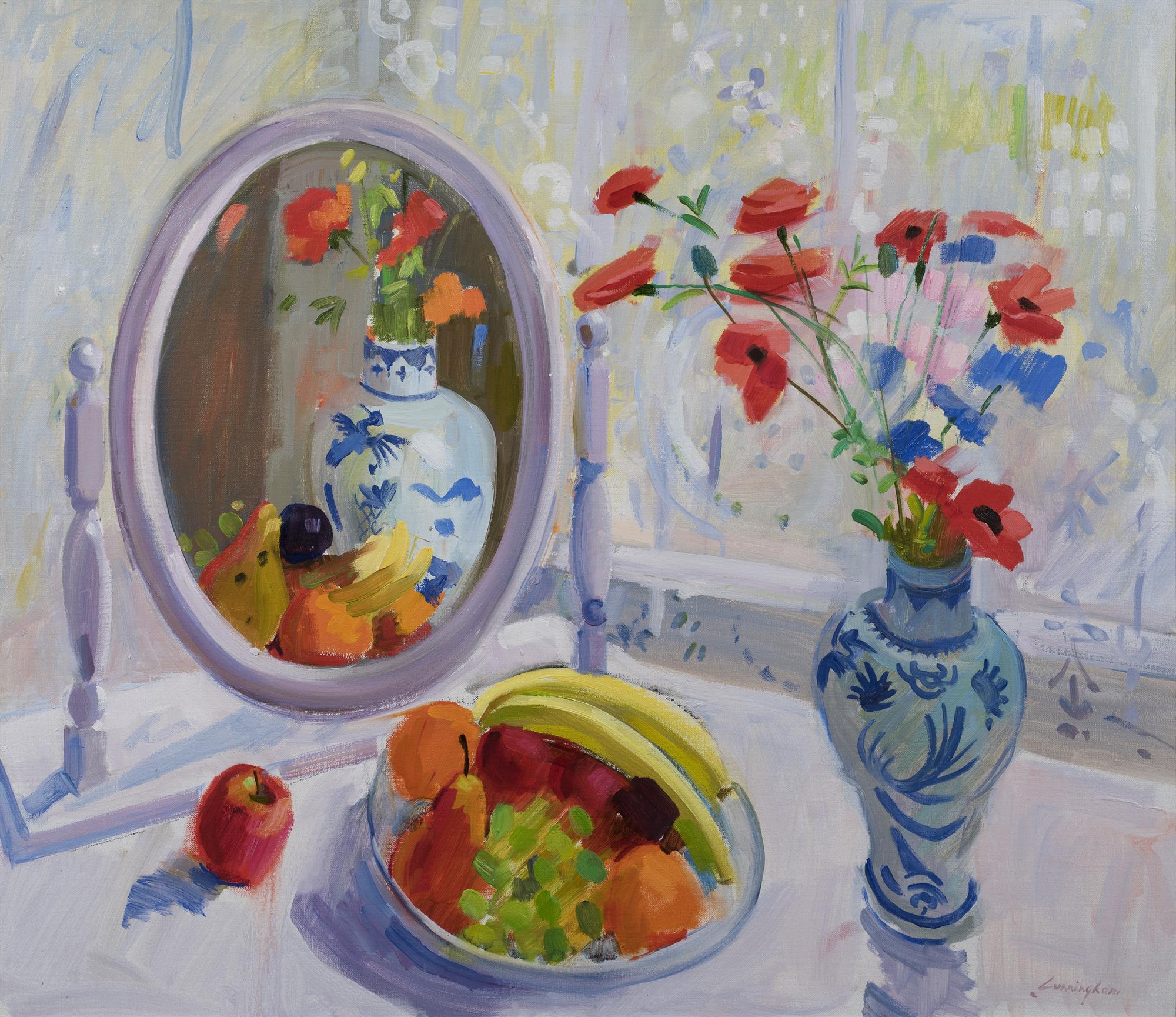 John Cunningham RGI | Blue Vase & Fruit